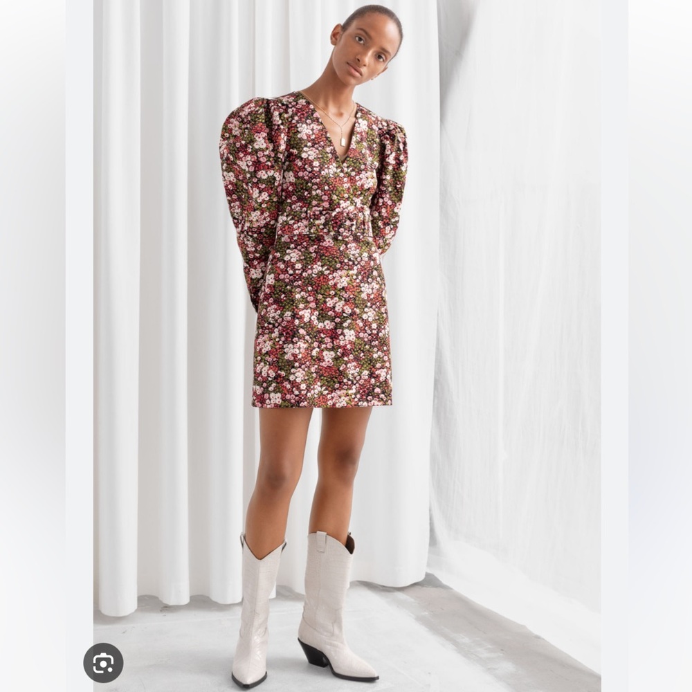 & Other Stories Floral Puff Sleeve Dress